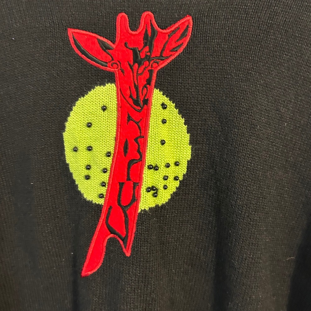 Great Cavalier large Embroidered Cardigan Black Women's Long Sleeve Button Front - Picture 12 of 14